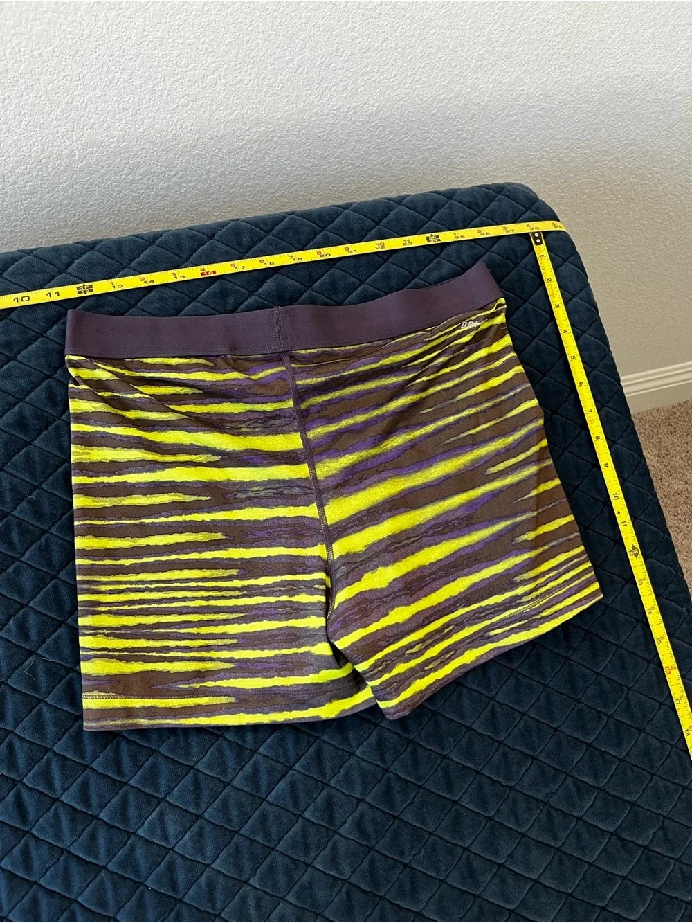 Nike Pro Men’s Yellow and Purple Striped Compression Shorts